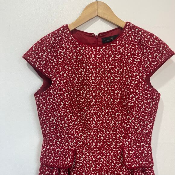 Carolina Herrera Wool Blend Sheath Dress Red Parisian Elegant Workwear Sz 6 - Picture 4 of 9